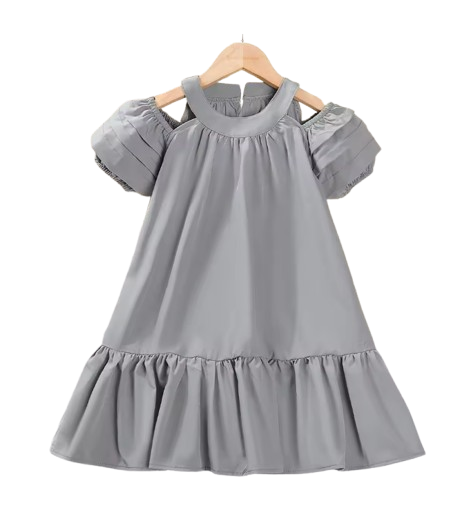 The Julia - Baby Girl Hanging Neck Off Shoulder Bubble Sleeve Dress