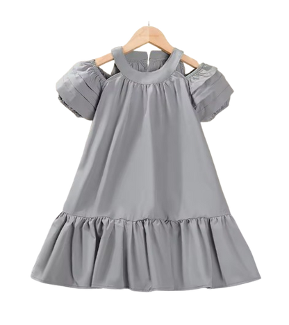The Julia - Baby Girl Hanging Neck Off Shoulder Bubble Sleeve Dress