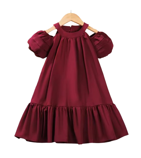 The Julia - Baby Girl Hanging Neck Off Shoulder Bubble Sleeve Dress