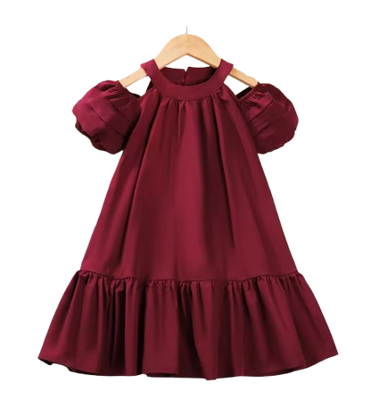 The Julia - Baby Girl Hanging Neck Off Shoulder Bubble Sleeve Dress