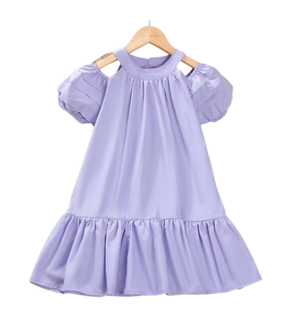 The Julia - Baby Girl Hanging Neck Off Shoulder Bubble Sleeve Dress
