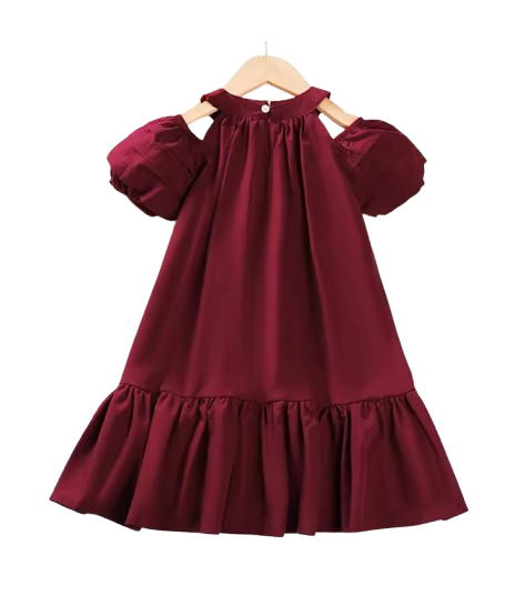The Julia - Baby Girl Hanging Neck Off Shoulder Bubble Sleeve Dress