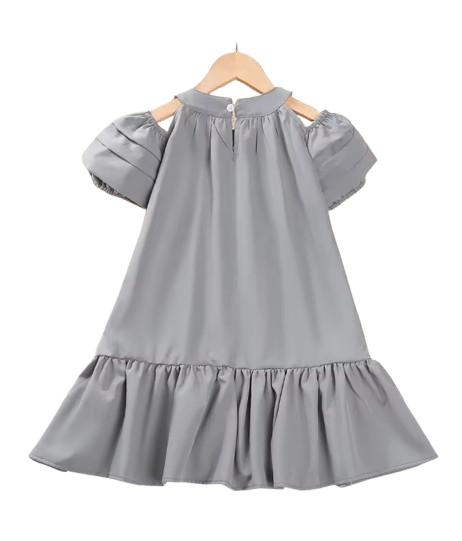 The Julia - Baby Girl Hanging Neck Off Shoulder Bubble Sleeve Dress