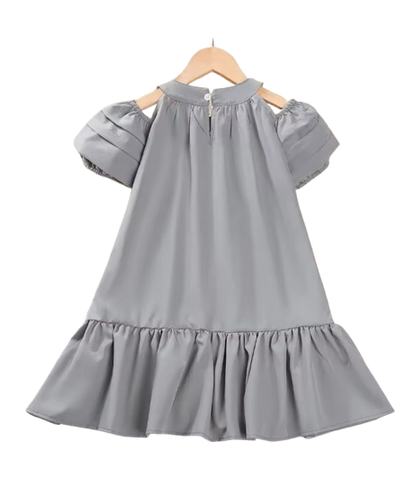 The Julia - Baby Girl Hanging Neck Off Shoulder Bubble Sleeve Dress