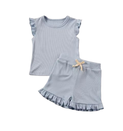The Remi - Baby Girl Solid Casual Short Sleeved + Shorts