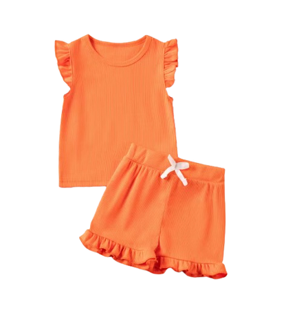 The Remi - Baby Girl Solid Casual Short Sleeved + Shorts