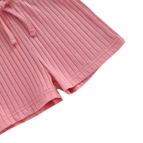 The Melanie - Baby Girl Ribbed Solid Color Sleeveless Romper Shorts