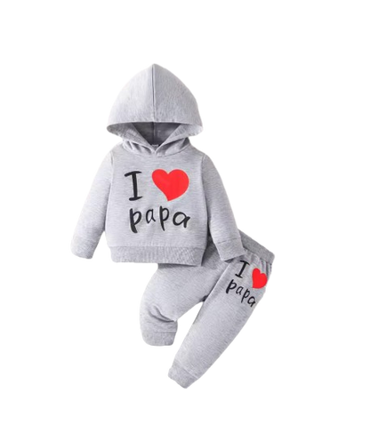 The Birch - Baby Unisex "I Love Papa" Print Solid Colour Hoodie