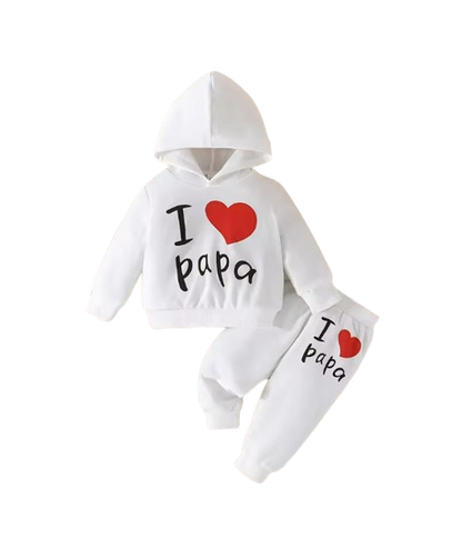 The Birch - Baby Unisex "I Love Papa" Print Solid Colour Hoodie