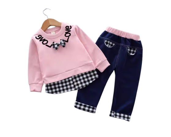 The Mary - Baby Girl Casual Plain Colour Tops + Pants