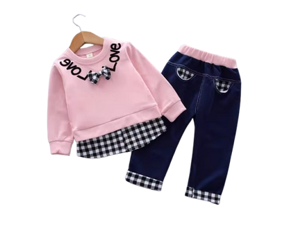 The Mary - Baby Girl Casual Plain Colour Tops + Pants