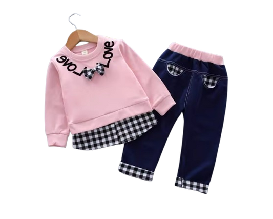 The Mary - Baby Girl Casual Plain Colour Tops + Pants