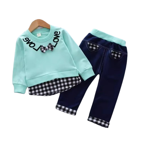 The Mary - Baby Girl Casual Plain Colour Tops + Pants