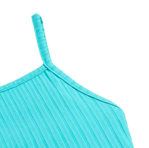 The Freya - Baby Girl Blue Halter Top & Printed Skirt Belt Casual Dress