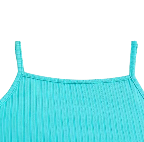 The Freya - Baby Girl Blue Halter Top & Printed Skirt Belt Casual Dress