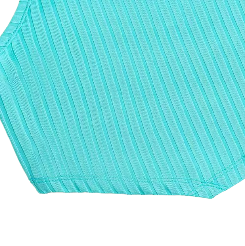 The Freya - Baby Girl Blue Halter Top & Printed Skirt Belt Casual Dress