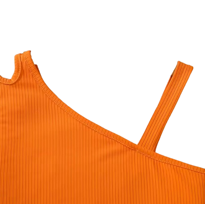 The Cecilia - Baby Girl Orange Asymmetrical Sling And Printed Short Pastoral Style Casual Dress