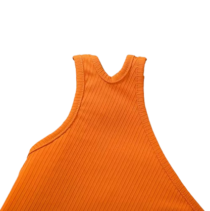 The Cecilia - Baby Girl Orange Asymmetrical Sling And Printed Short Pastoral Style Casual Dress