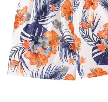 The Cecilia - Baby Girl Orange Asymmetrical Sling And Printed Short Pastoral Style Casual Dress