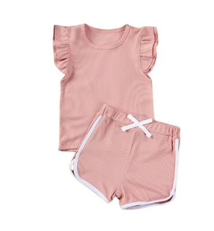The Esther - Baby Girl Fly Sleeve Ruffle Shirt + Shorts