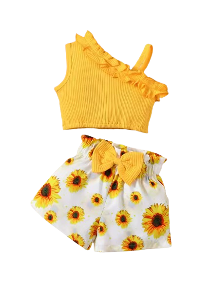 The Peyton - Baby Girl Summer Sling Sleeveless Sunflower Print Dress