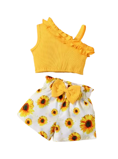 The Peyton - Baby Girl Summer Sling Sleeveless Sunflower Print Dress