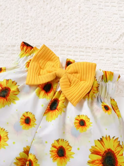 The Peyton - Baby Girl Summer Sling Sleeveless Sunflower Print Dress