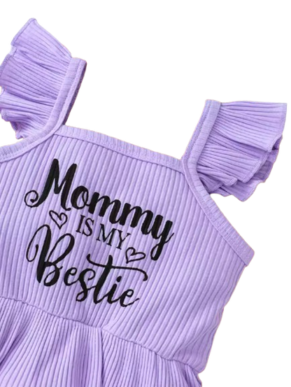 The Valerie - Baby Girl Purple Sleeveless Tops + Floral Print Shorts