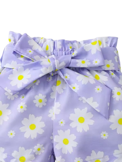 The Valerie - Baby Girl Purple Sleeveless Tops + Floral Print Shorts