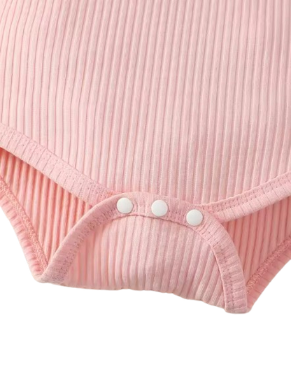 The Emersyn - Baby Girl Pink Cotton Suspender + Digital Printed Bow & Shorts