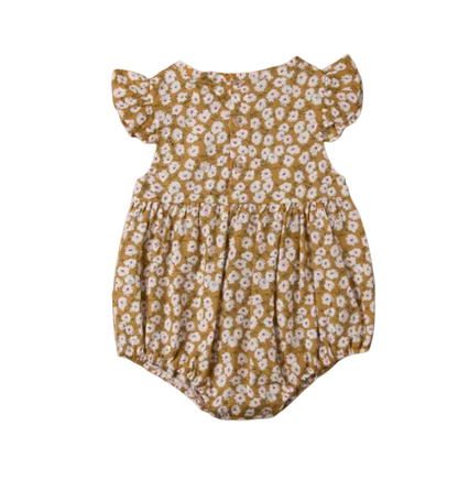 The Catalina - Baby Girl Floral Ruffle Sleeve Classical Round Back Button Bodysuit