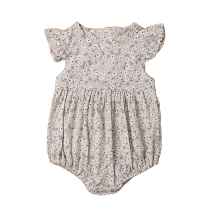 The Catalina - Baby Girl Floral Ruffle Sleeve Classical Round Back Button Bodysuit