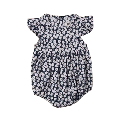 The Catalina - Baby Girl Floral Ruffle Sleeve Classical Round Back Button Bodysuit