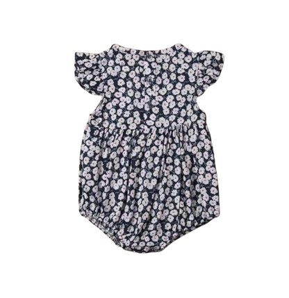 The Catalina - Baby Girl Floral Ruffle Sleeve Classical Round Back Button Bodysuit