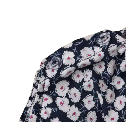 The Catalina - Baby Girl Floral Ruffle Sleeve Classical Round Back Button Bodysuit