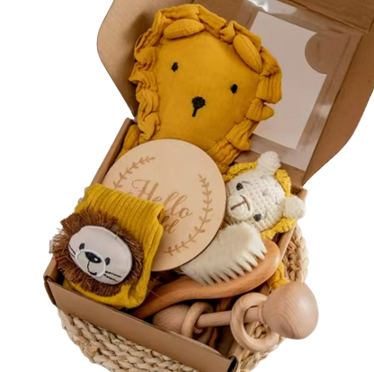 The Lukas - Baby Unisex 7PCS Newborn Bath Yellow Lion Set Gift Box