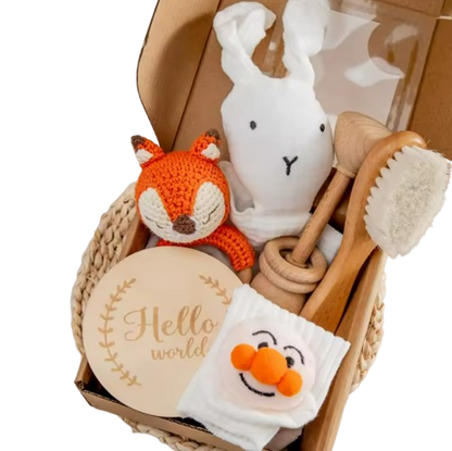 The Lukas - Baby Unisex 7PCS Newborn Bath Orange Fox Set Gift Box