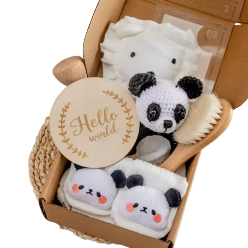 The Lukas - Baby Unisex 7PCS Newborn Bath Panda Set Gift Box