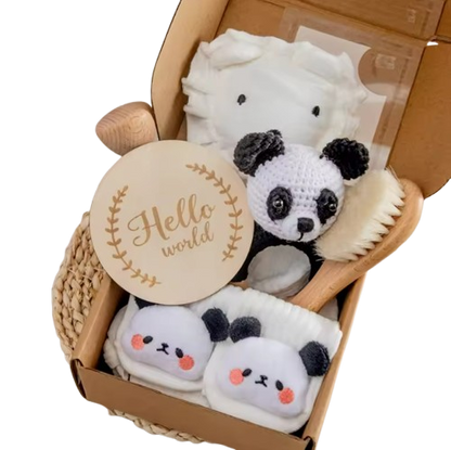 The Lukas - Baby Unisex 7PCS Newborn Bath Panda Set Gift Box