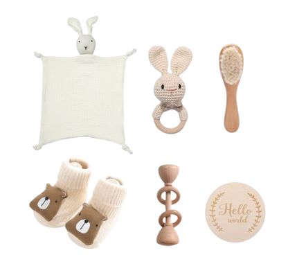 The Lukas - Baby Unisex 7PCS Newborn Bath White Rabbit Set Gift Box
