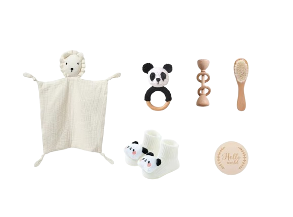 The Lukas - Baby Unisex 7PCS Newborn Bath Panda Set Gift Box