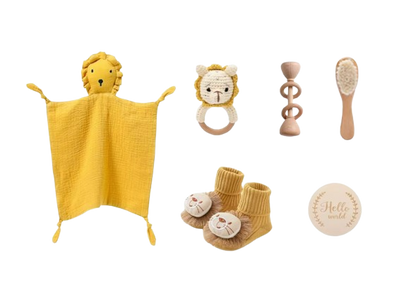 The Lukas - Baby Unisex 7PCS Newborn Bath Yellow Lion Set Gift Box