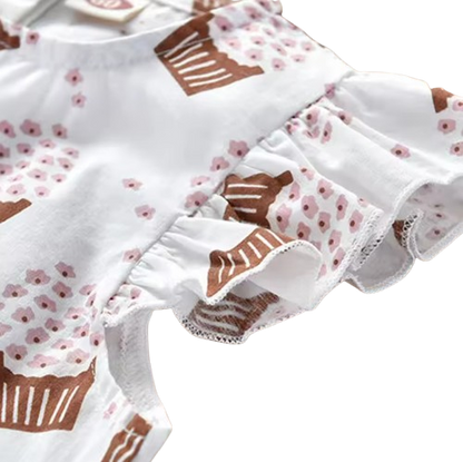 The Katherine - Baby Girl Sleeveless Ice Cream Bow Top T-shirt + Pants