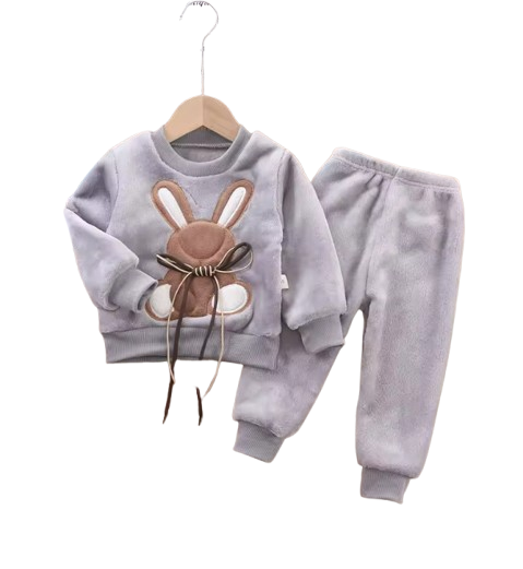 The Wrenley - Baby Unisex Thick Flannel  Cartoon Rabbit Sleepwear