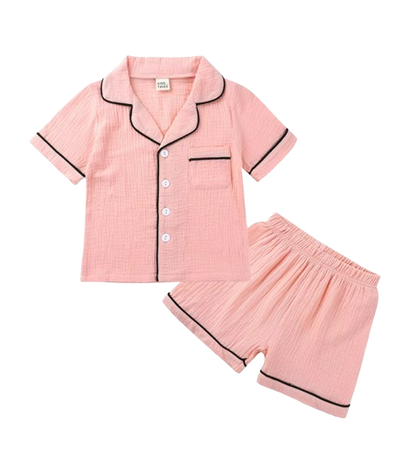The Nico - Baby Unisex Cotton Linen Solid Colour Pajamas Set