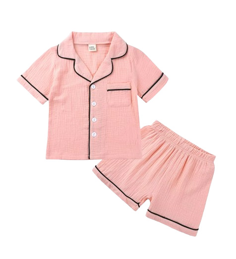 The Nico - Baby Unisex Cotton Linen Solid Colour Pajamas Set