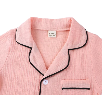 The Nico - Baby Unisex Cotton Linen Solid Colour Pajamas Set