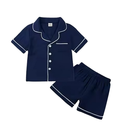 The Nico - Baby Unisex Cotton Linen Solid Colour Pajamas Set