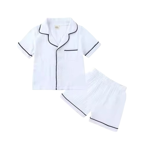 The Nico - Baby Unisex Cotton Linen Solid Colour Pajamas Set
