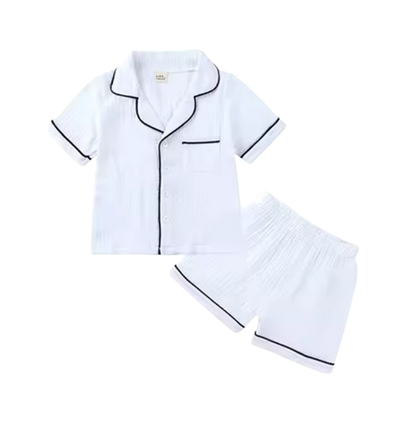 The Nico - Baby Unisex Cotton Linen Solid Colour Pajamas Set